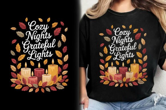 Designing the Perfect Cozy Nights Grateful Lights Fall T-Shirt for Autumn Merchandise