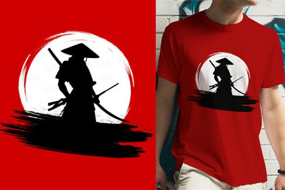 Evaluating the Samurai Silhouette Katana T-shirt Design for Commercial Use